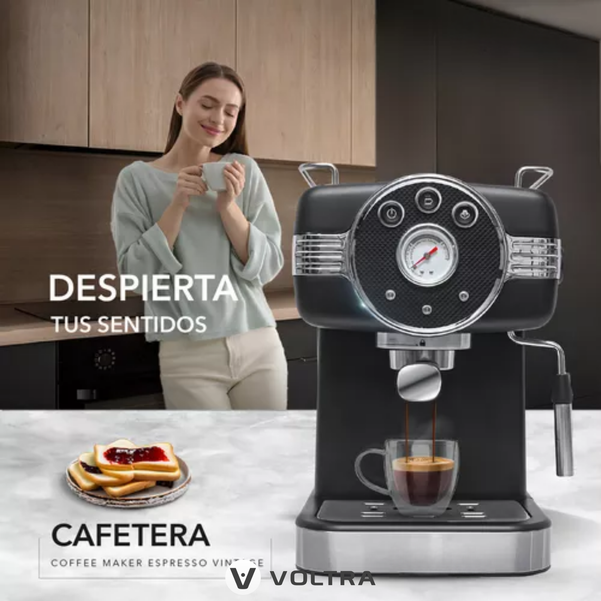 Cafetera Espresso Vintage Voltra